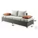 Salena Beige Fabric and Gray Wicker Patio 83" Sofa with 2 Pillows and Rectangular Ottoman