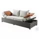 Salena Beige Fabric and Gray Wicker Patio 83" Sofa with 2 Pillows and Rectangular Ottoman