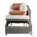 Salena Beige Fabric and Gray Wicker Patio 83" Sofa with 2 Pillows and Rectangular Ottoman