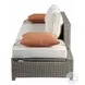 Salena Beige Fabric and Gray Wicker Patio 83" Sofa with 2 Pillows and Rectangular Ottoman