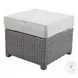 Salena Beige Fabric and Gray Wicker Patio 83" Sofa with 2 Pillows and Rectangular Ottoman