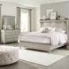 Ivy Hollow Weathered Linen and Dusty Taupe California King Mantle Bed with LED and Nailhead Trim