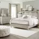 Ivy Hollow Weathered Linen and Dusty Taupe California King Mantle Bed with LED and Nailhead Trim
