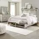 Ivy Hollow Weathered Linen and Dusty Taupe California King Mantle Storage Bed with LED and Nailhead Trim