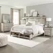 Ivy Hollow Weathered Linen and Dusty Taupe California King Mantle Storage Bed with LED and Nailhead Trim