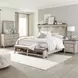 Ivy Hollow Weathered Linen and Dusty Taupe California King Mantle Storage Bed with LED and Nailhead Trim