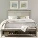 Ivy Hollow Weathered Linen and Dusty Taupe California King Storage Panel Bed with Nailhead Trim