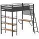 Campus Black and Brown Full Over Twin Workstation Bunk Bed