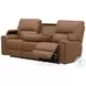 Hudson Oasis Butternut Leather Triple Power Reclining Living Room Set with BT Speakers and Drop Down Table