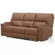 Hudson Oasis Butternut Leather Triple Power Reclining Living Room Set with BT Speakers and Drop Down Table