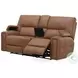 Hudson Oasis Butternut Leather Triple Power Reclining Console Loveseat with BT Speakers and Cooler