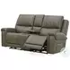 Burton Reno Charcoal Leather Triple Power Reclining Console Loveseat with BT Speakers