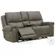 Burton Reno Charcoal Leather Triple Power Reclining Console Loveseat with BT Speakers
