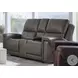 Burton Reno Charcoal Leather Triple Power Reclining Console Loveseat with BT Speakers