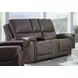 Burton Reno Charcoal Leather Triple Power Reclining Console Loveseat with BT Speakers