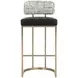 Sylvara Bravo Black and Halton Birch Performance Fabric Bar Stool