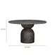 Cynthia Dark Emperador and Walnut Outdoor 54" Round Marble Top Dining Table