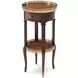 TA Originals Buffalo Brown and Walnut Round Louis XVI Circle Lamp Table