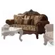 Jardena Fabric and Cherry Oak 69" Loveseat with 4 Pillows