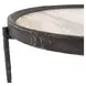 Dakota Weathered Black and Beige Round Travertine Top Coffee Table