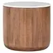 Josie Hickory Brown and White Round Marble Top End Table