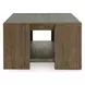 Troy Suede Brown Rectangular Coffee Table