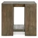 Troy Suede Brown Square End Table