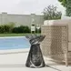 Fern Black Round Outdoor Concrete Top Accent Table