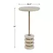 Oakley Brushed Brass and White Round Travertine Top Drink Table