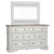 Abbey Park Antique White and Weathered Brown 7 Drawer Dresser with Mirror