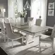 Abbey Park Antique White and Weathered Brown Upholstered 7 Piece Extendable Dining Set with Nailhead Trim