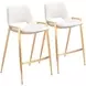 Desi White and Gold Counter Height Stool Set of 2