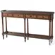 The Louis XVI Buffalo Brown Distressed And Blind Tooling Walnut Leather 58" Rectangular Console Table