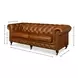 English Cuba Brown Tufted Club 89" Sofa