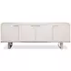 Bronzini Embossed White Leather 4 Door Credenza
