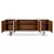Bronzini Embossed White Leather 4 Door Credenza