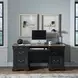 Vintner Hill Aged Charcoal and Caramel 66" Executive Home Office Set