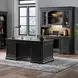 Vintner Hill Aged Charcoal and Caramel 66" Credenza with LED in Hutch