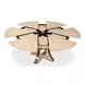 Tower Jupe Bleached Oak and Hammered Iron 71" Extendable Round Dining Table