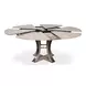 Tower Jupe Moonskin and Hammered Iron 71" Extendable Round Dining Table