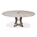 Tower Jupe Moonskin and Hammered Iron 71" Extendable Round Dining Table