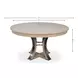 Tower Jupe Moonskin and Hammered Iron 71" Extendable Round Dining Table