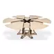 Tower Jupe Bleached Oak and Hammered Iron 86" Extendable Round Dining Table