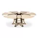 Tower Jupe Bleached Oak and Hammered Iron 86" Extendable Round Dining Table