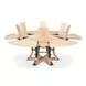 Tower Jupe Bleached Oak and Hammered Iron 86" Extendable Round Dining Table