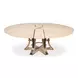 Tower Jupe Bleached Oak and Hammered Iron 86" Extendable Round Dining Table