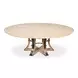 Tower Jupe Bleached Oak and Hammered Iron 86" Extendable Round Dining Table