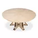 Tower Jupe Bleached Oak and Hammered Iron 86" Extendable Round Dining Table