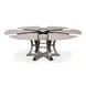 Tower Jupe Moonskin and Hammered Iron 86" Extendable Round Dining Table