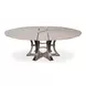 Tower Jupe Moonskin and Hammered Iron 86" Extendable Round Dining Table